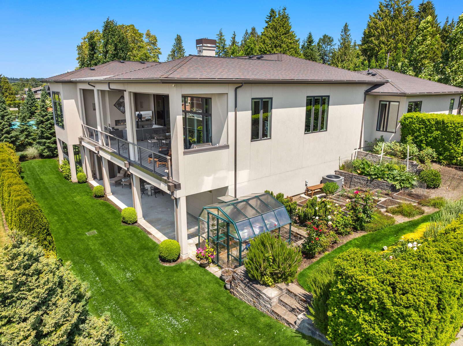 Private greenhouse and garden